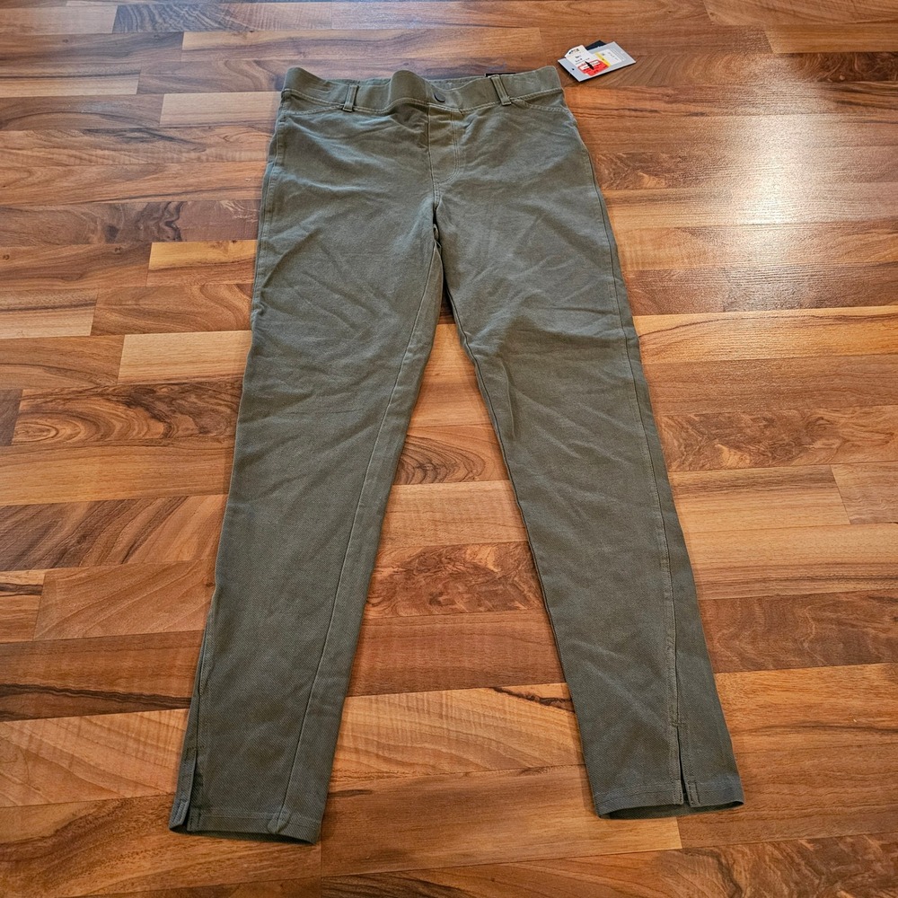 Andrew Marc Sport Womens High Rise 7/8 Legging Olive Green Split Hem Size M NEW